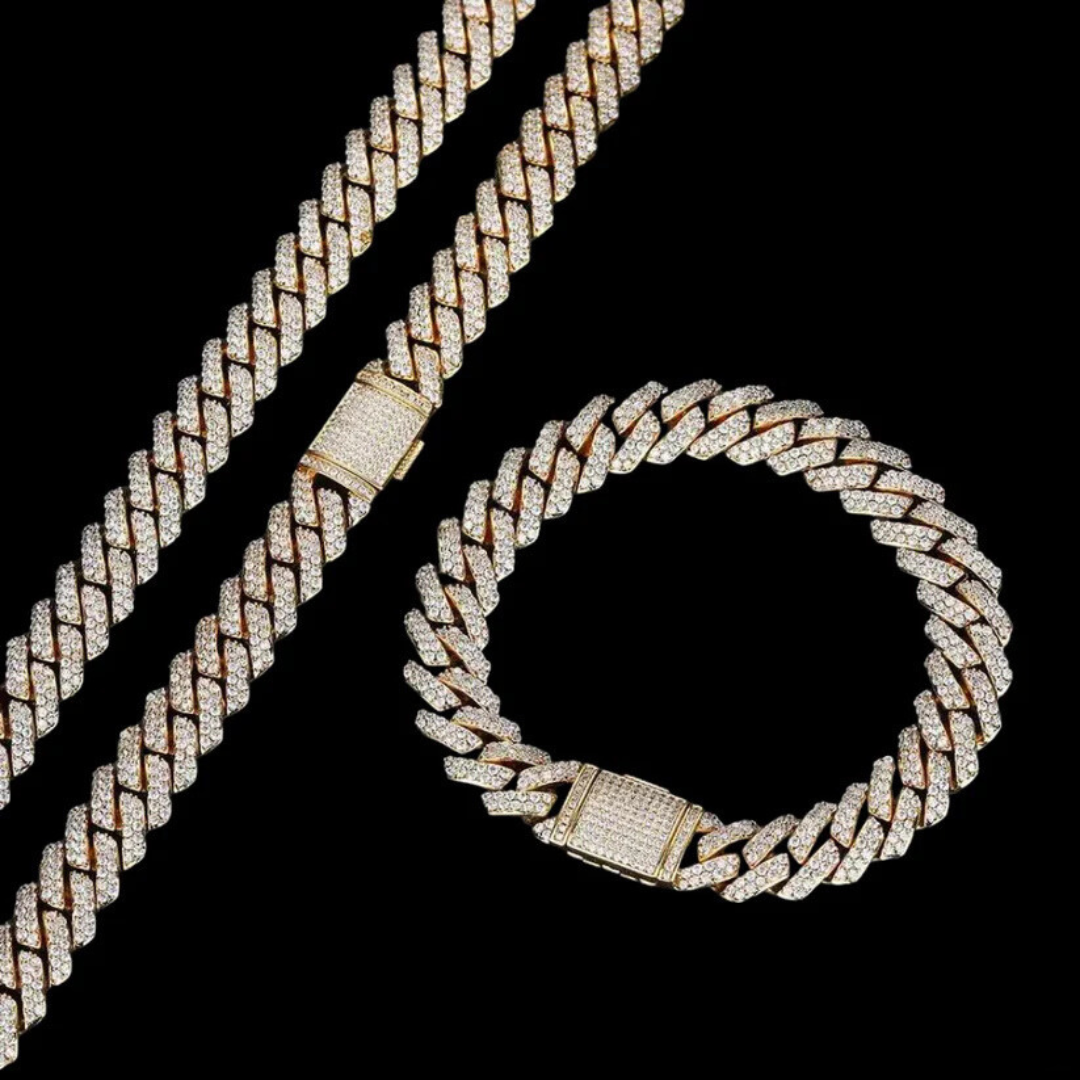 סט שרשרת אייס + צמיד - זהב 18 קראט