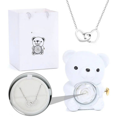 דובון ורד נצחי עם תליון חרוט