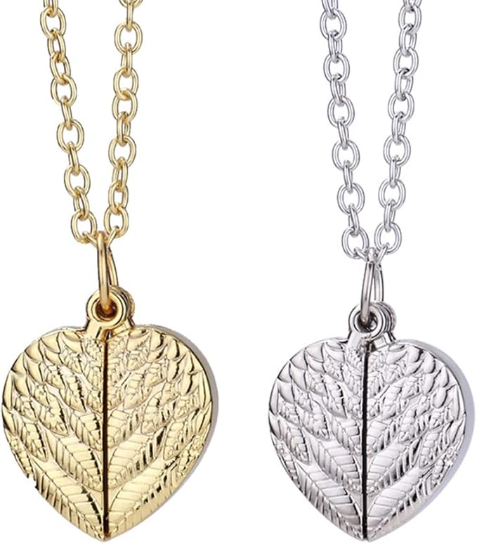 תליון זוגי לב עם כנפי מלאך ותמונה בהתאמה אישית