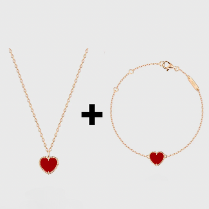 סט שרשרת לב +צמיד - כסף טהור 925