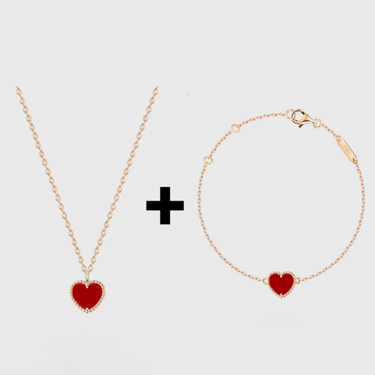 סט שרשרת לב +צמיד - כסף טהור 925