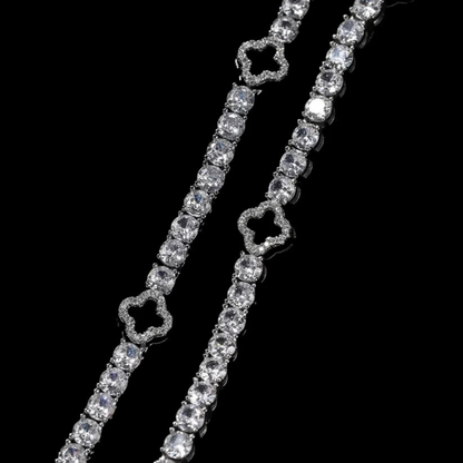 צמיד טניס תלתן - זהב לבן