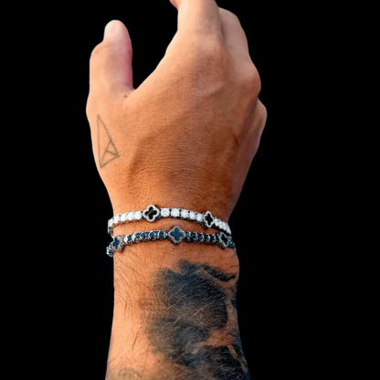 צמיד טניס תלתן - זהב לבן