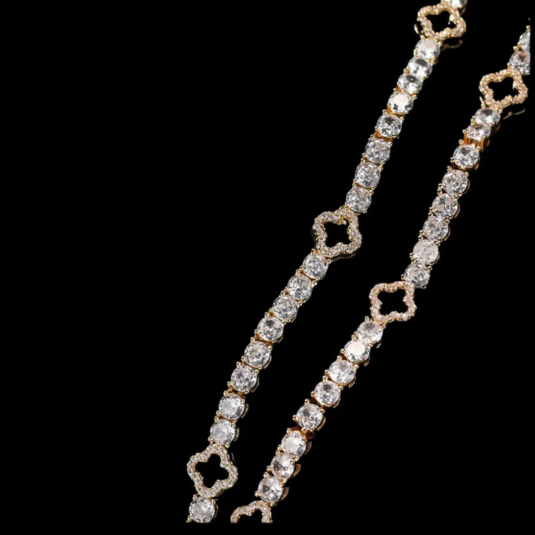 שרשרת טניס תלתן - זהב 18 קראט