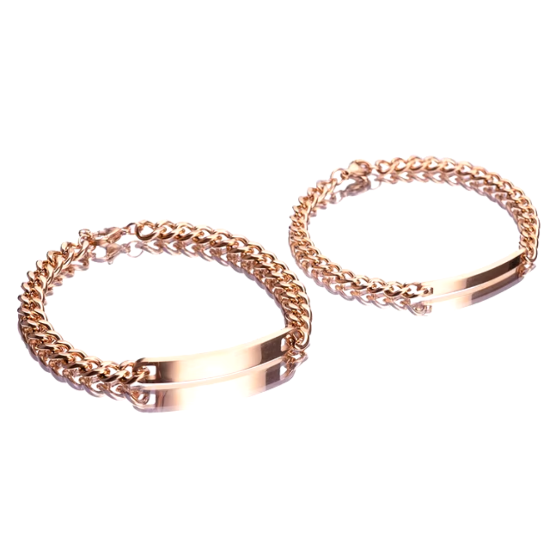 סט צמידים חקוקים עם הורד הנצחי